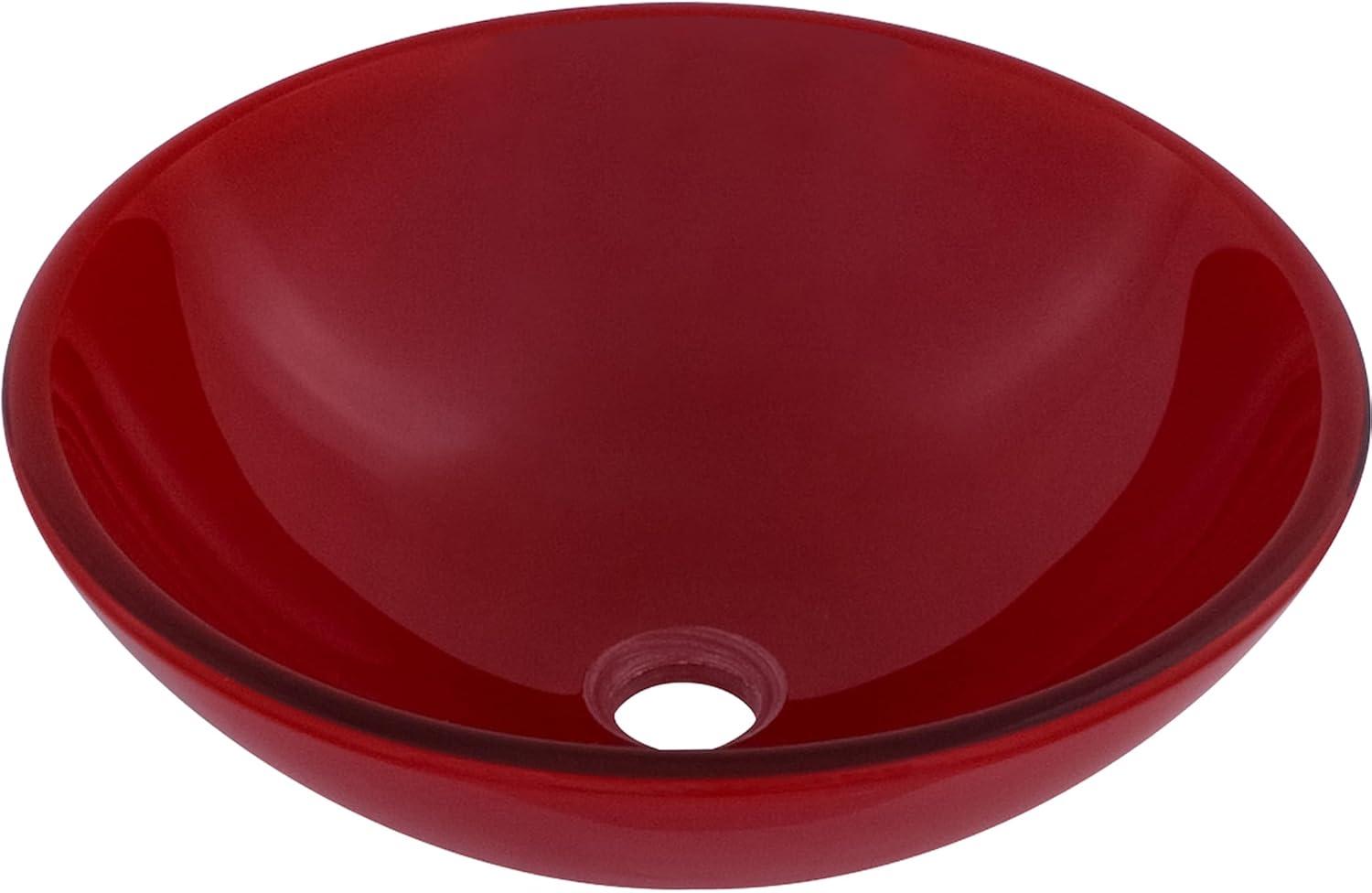 Rosso 16.5'' Red Glass Round Above-Counter Bathroom Sink