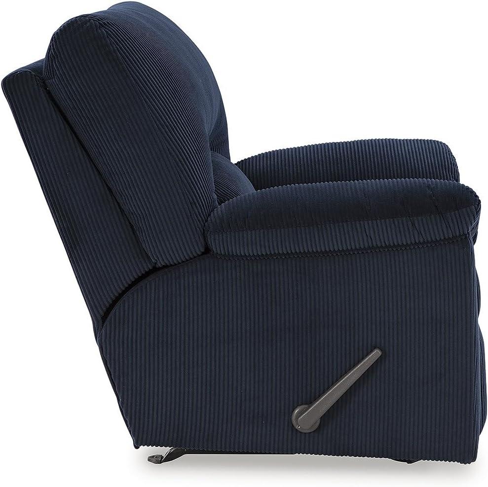 Navy Blue Corduroy Contemporary Recliner with Pillow-Top Arms