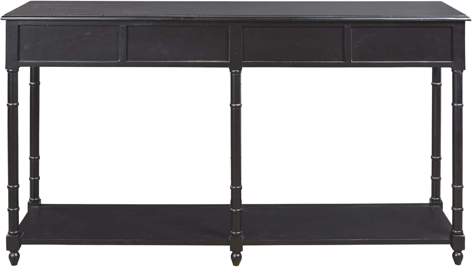 Transitional Black Wood Console Table with Storage