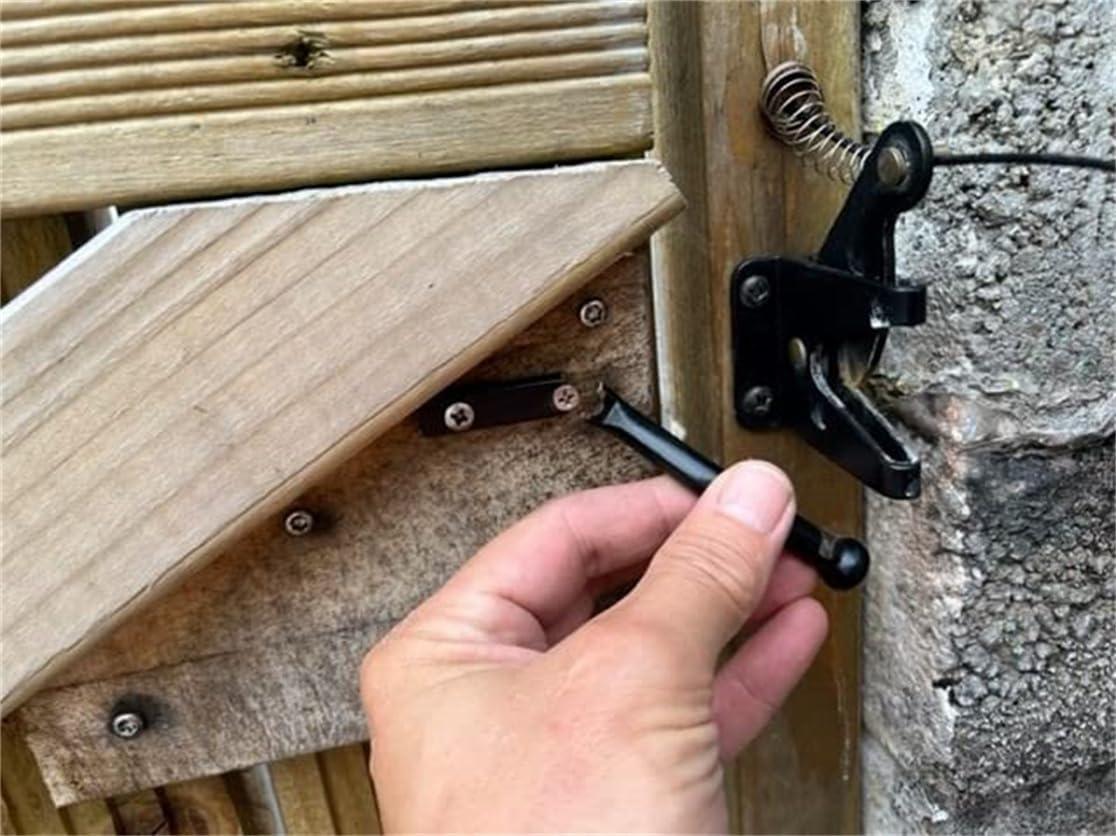 Gate Latch Automatic Gate Gravity Latch Self Locking Fence Gate Latch with Pull Cable for Wooden Fence Gates Door, Black