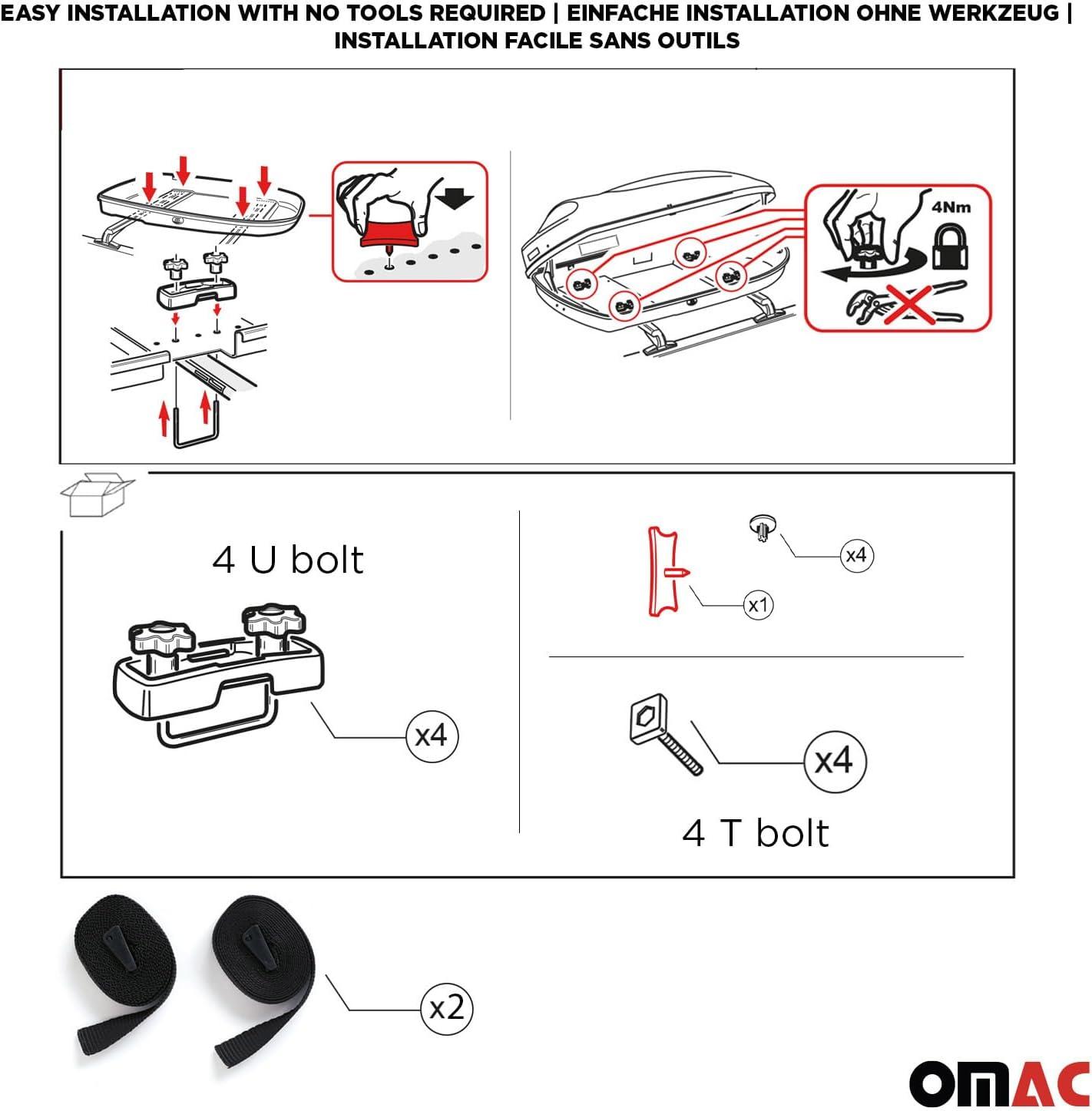 OMAC Rooftop Cargo Carrier Hard Shell, 8 Cubic Feet Cargo Box for Roof Rack, Dual-Side Opening, Waterproof Roof Box, Car Roof Carrier Hard Shell, Matt Black with Security Keys