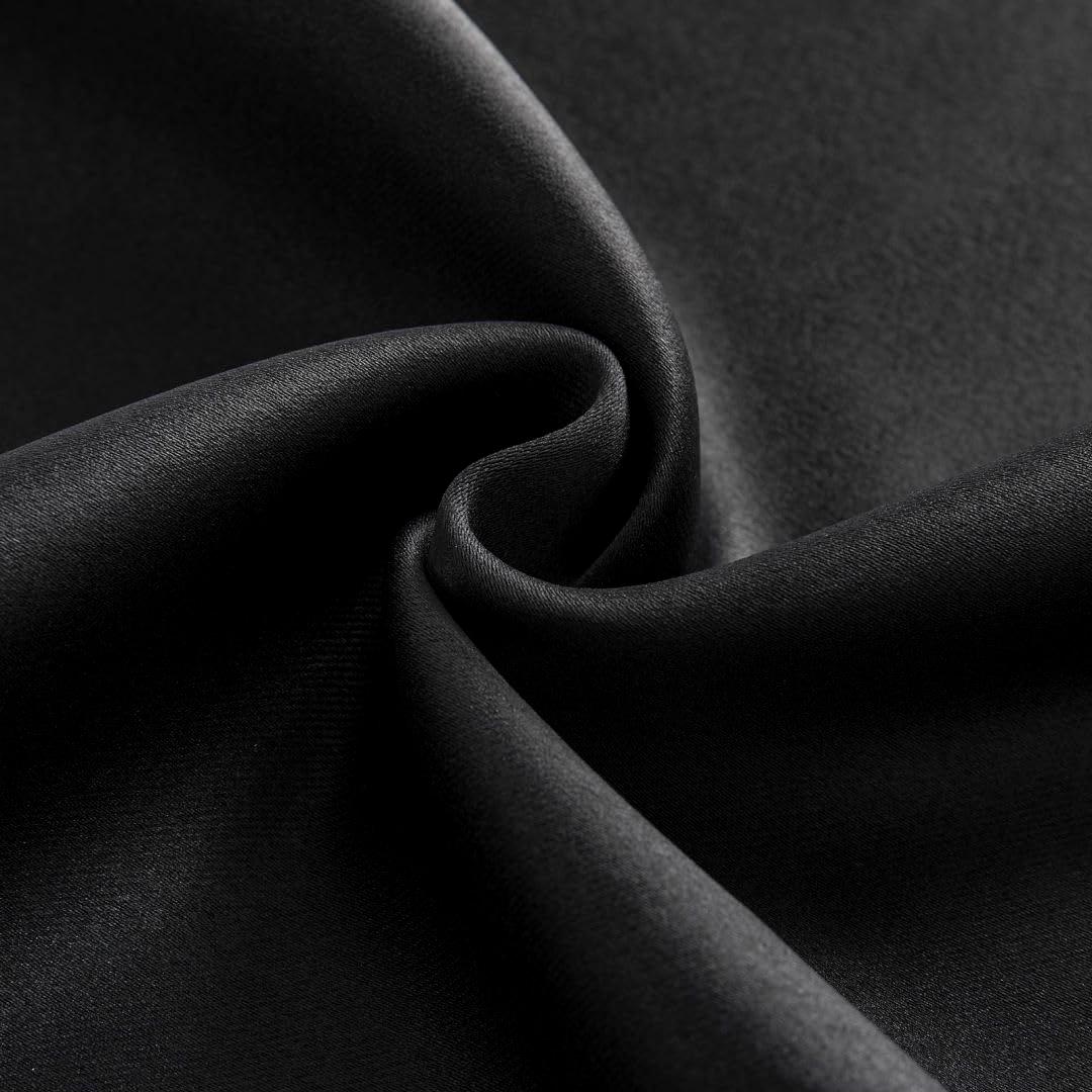 Joydeco Black Blackout Curtains 96 Inches Long, Thermal Insulated Curtains 2 Panels Set for Bedroom, Room Darkening Drapes for Living Room Window (W52 x L96 Inch, Black)