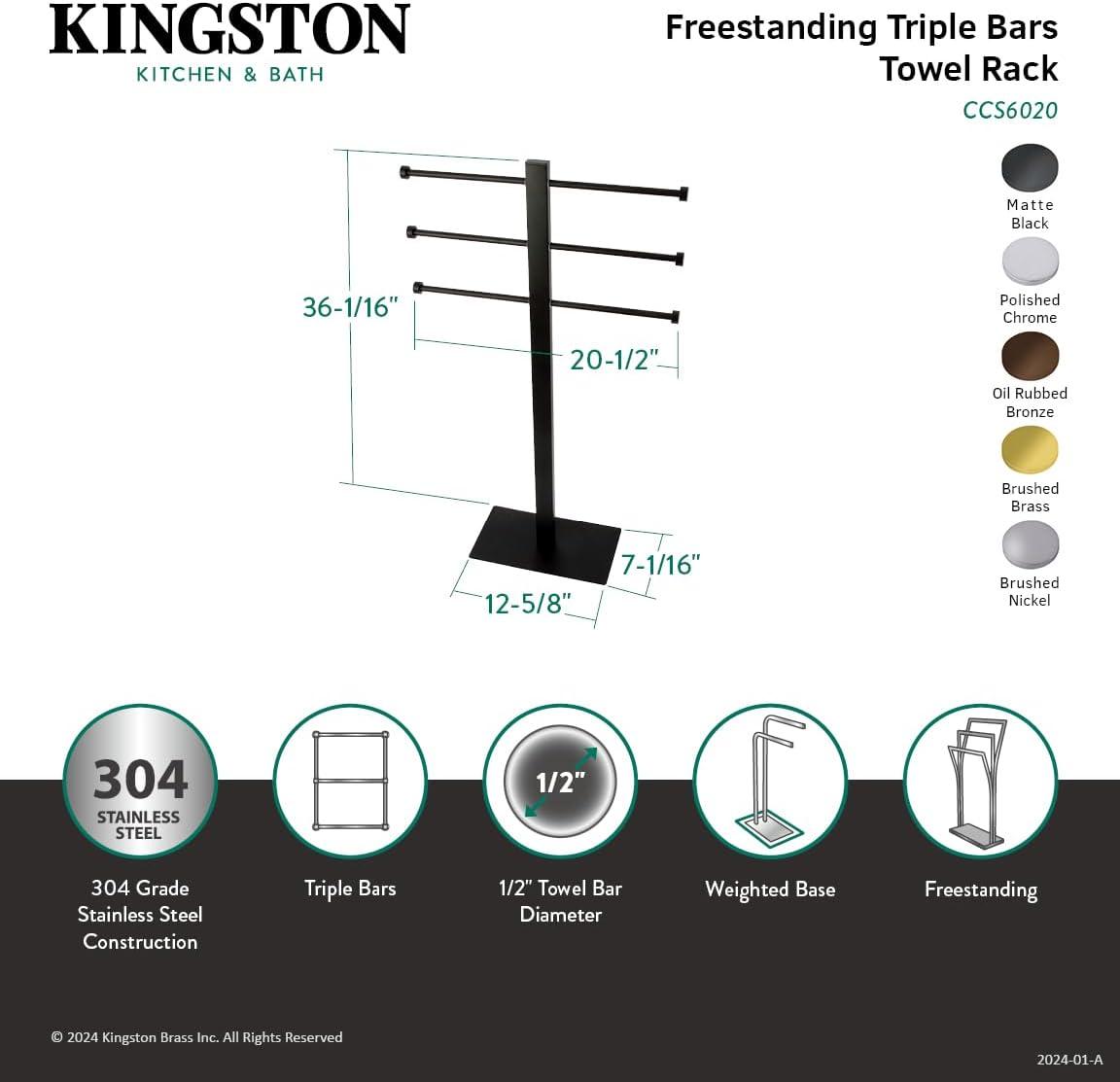 Kingston Brass Edenscape Freestanding Triple Towel Rack