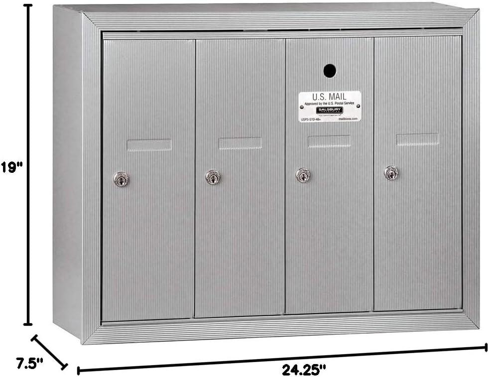 Aluminum 4-Door Wall Mount Lockable Mailbox