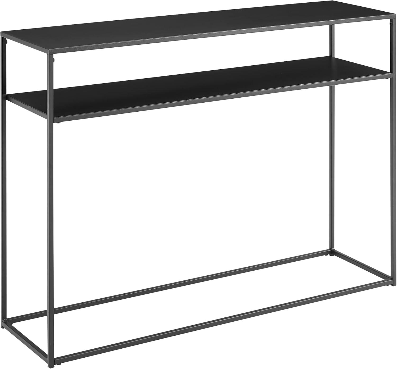 Braxton Console Table Matte Black - Crosley: Slim Steel Sofa Table, Industrial Modern Style, Open Shelf