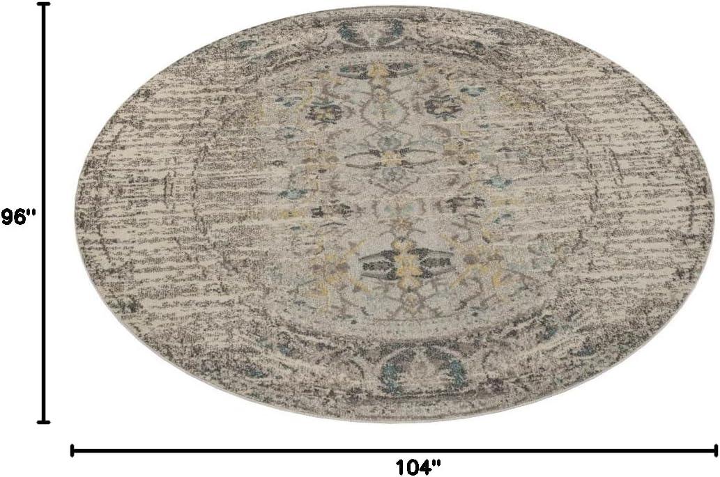 Monaco MNC209 Power Loomed Indoor Area Rug - Grey/Multi - 9' Round - Safavieh.