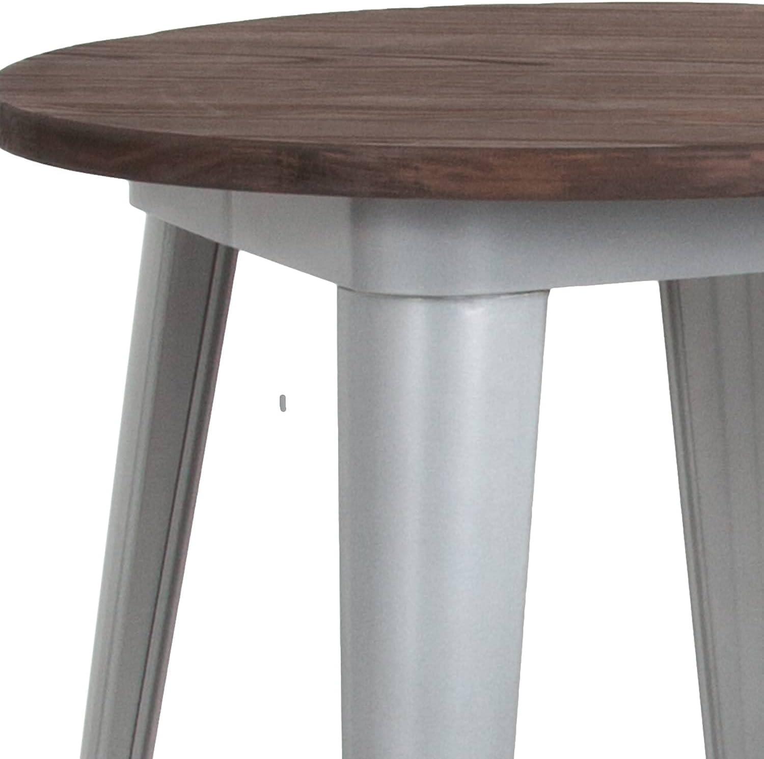 Flash Furniture 24" Round Metal Indoor Table with Rustic Wood Top