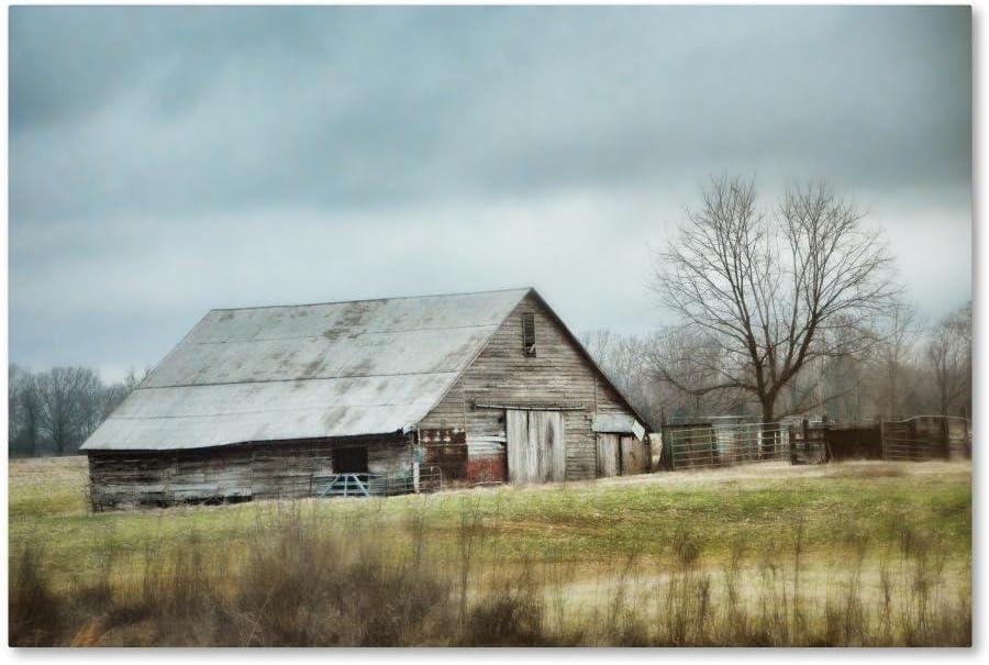 Gray Barn Landscape Canvas Art for Nursery