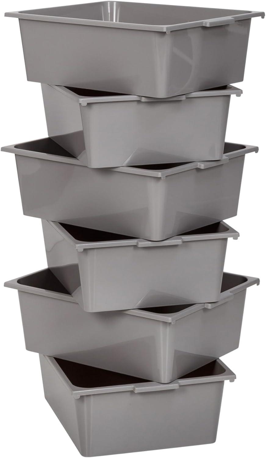 Honey-Can-Do 6 Bin rolling cart: Steel Utility Storage, Fade-Resistant, Ground Freestanding, 34" Height, 24" Depth, Gray