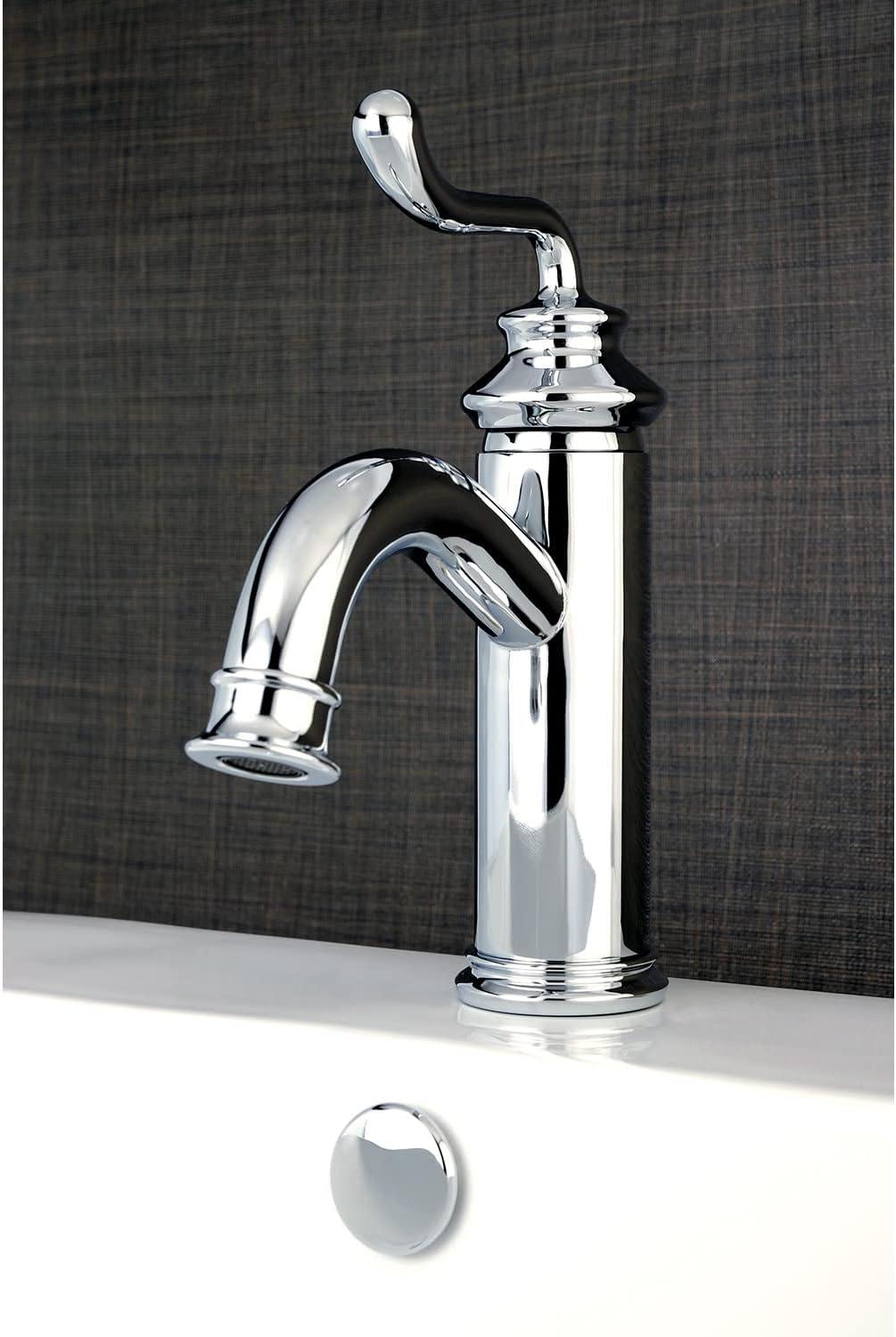 Kingston Brass Royale Single-Handle 1-Hole Deck Mount Bathroom Faucet with Push Pop-Up