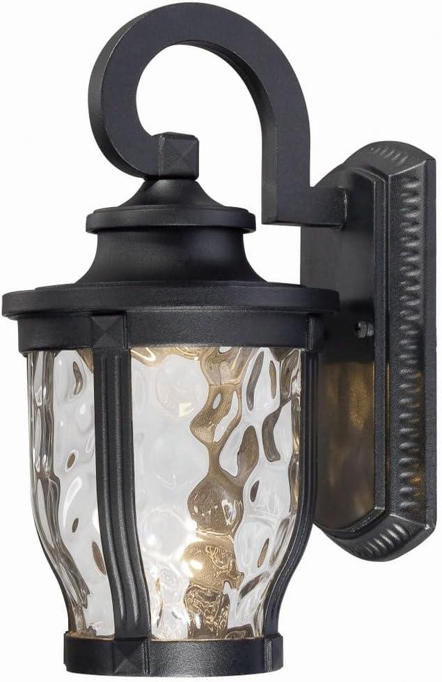 Minka Lavery Rustic Outdoor Wall Light Fixture Black LED 12 1/4" Clear Hammered Glass for Post Exterior Barn Deck Porch Yard Patio