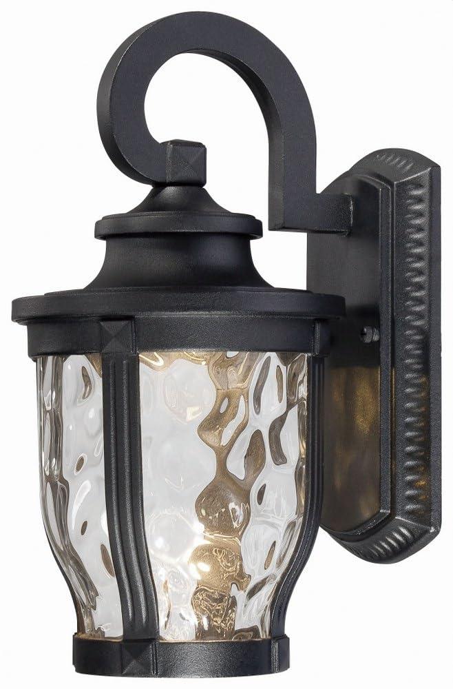 Minka Lavery Rustic Outdoor Wall Light Fixture Black LED 12 1/4" Clear Hammered Glass for Post Exterior Barn Deck Porch Yard Patio