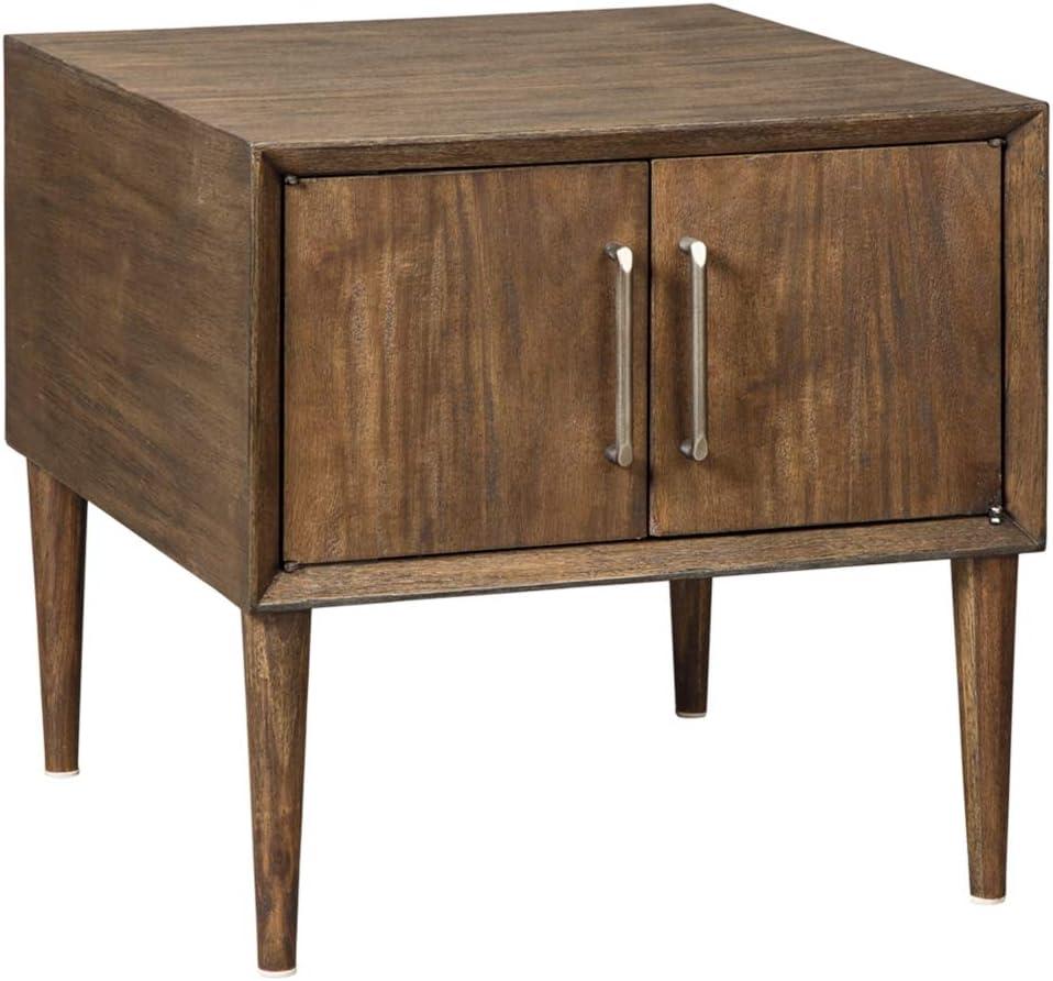 End Table Brown - Signature Design by Ashley: Mid-Century Storage Accent Table with Tapered Legs