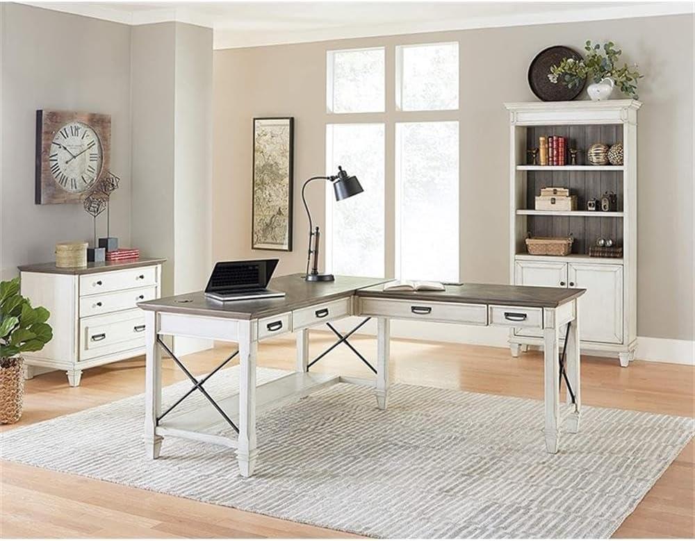 Hartford Wood Bookcase With Doors Storage Cabinet Office Shelves White