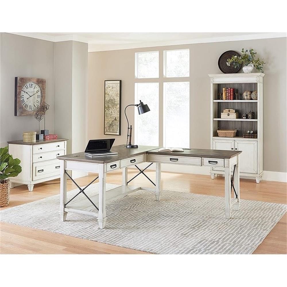 Hartford Wood Bookcase With Doors Storage Cabinet Office Shelves White