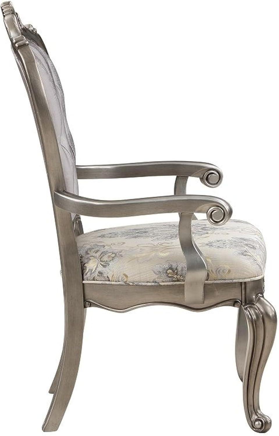 27 in. Aria Side Dining Chair, Velvet, Antique Platinum Tone - Set of 2