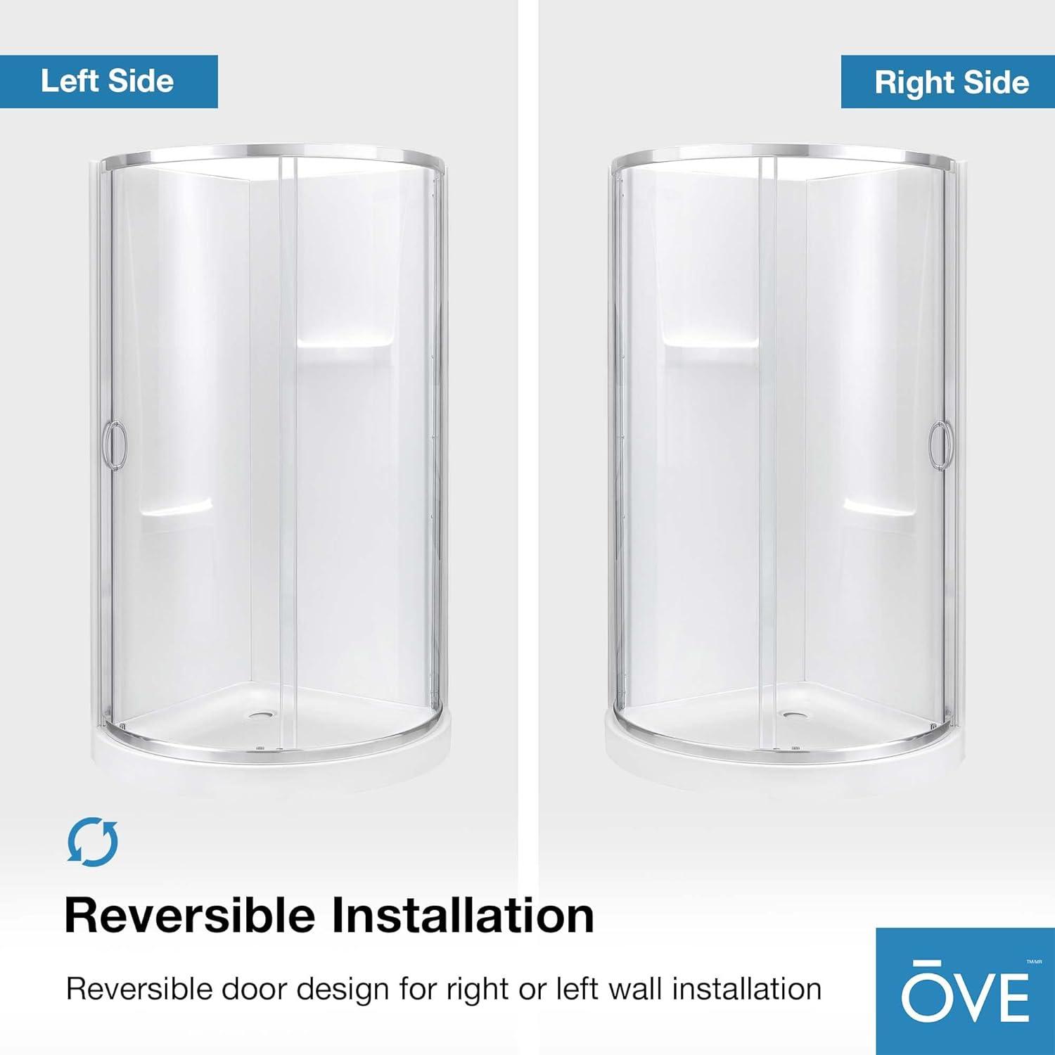 OVE Decors Breeze 33 in. Framed Round Shower Kit w/ Clear Glass, Base, Wall