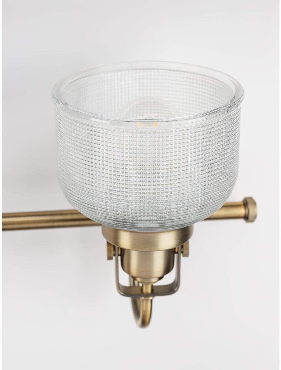 Archie Collection Four-Light Vintage Brass Clear Double Prismatic Glass Coastal Bath Vanity Light