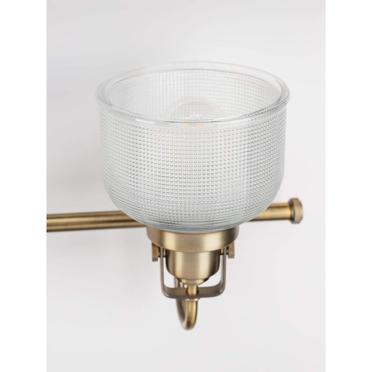Archie Collection Four-Light Vintage Brass Clear Double Prismatic Glass Coastal Bath Vanity Light
