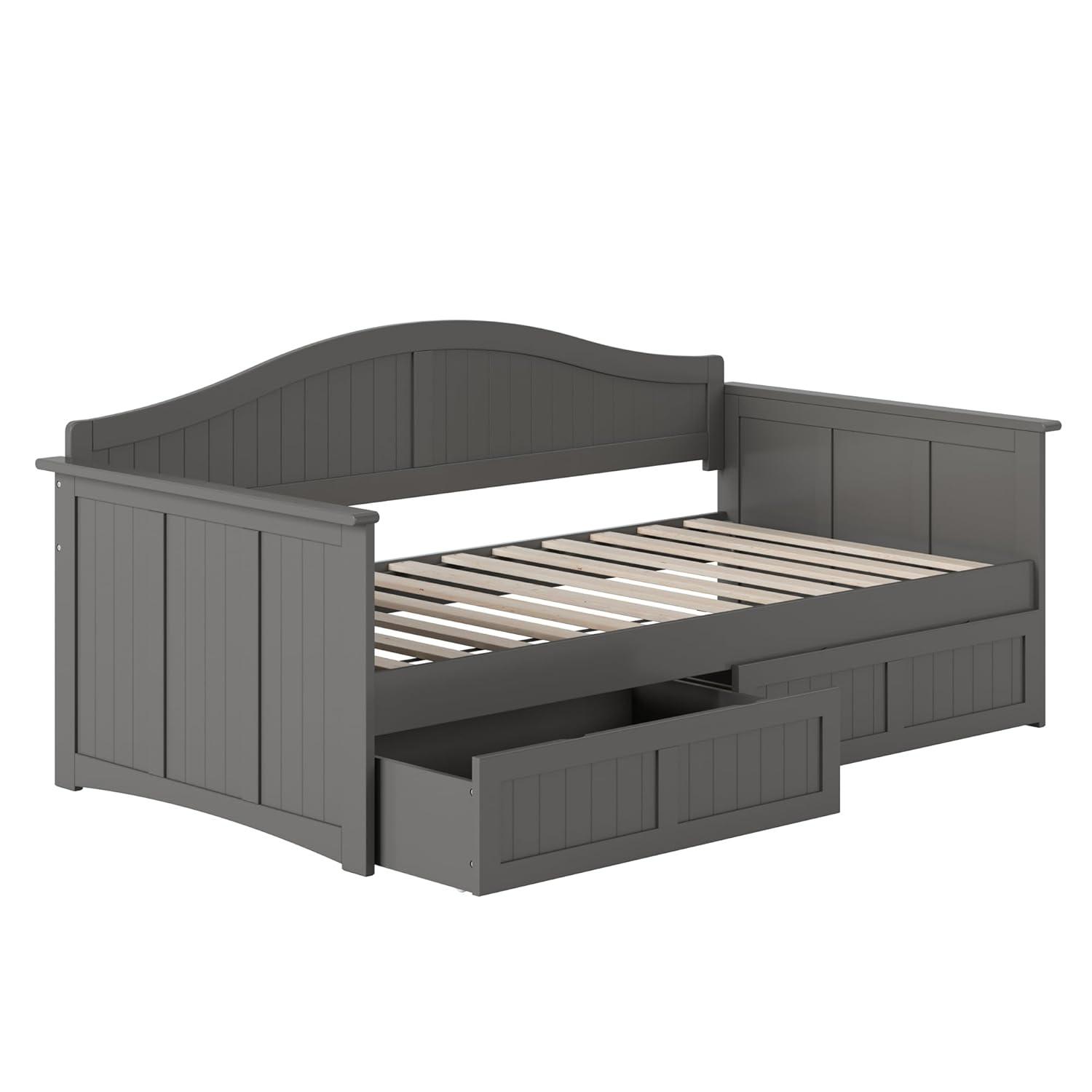 AFI Nantucket Twin Wood Daybed with Set of 2 Drawers in Grey