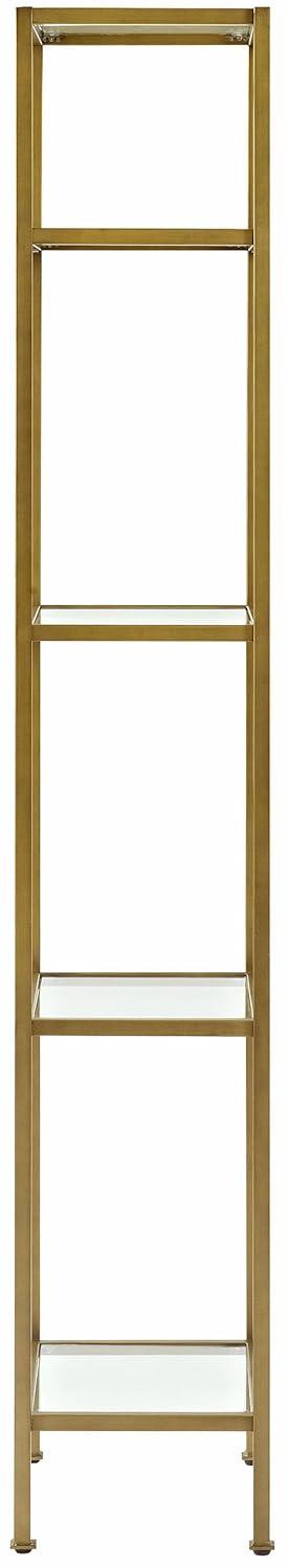 73" Aimee Narrow Etagere - Crosley: Modern Luxury Glass Shelf Unit, Powder-Coated Steel Frame, 4-Tier