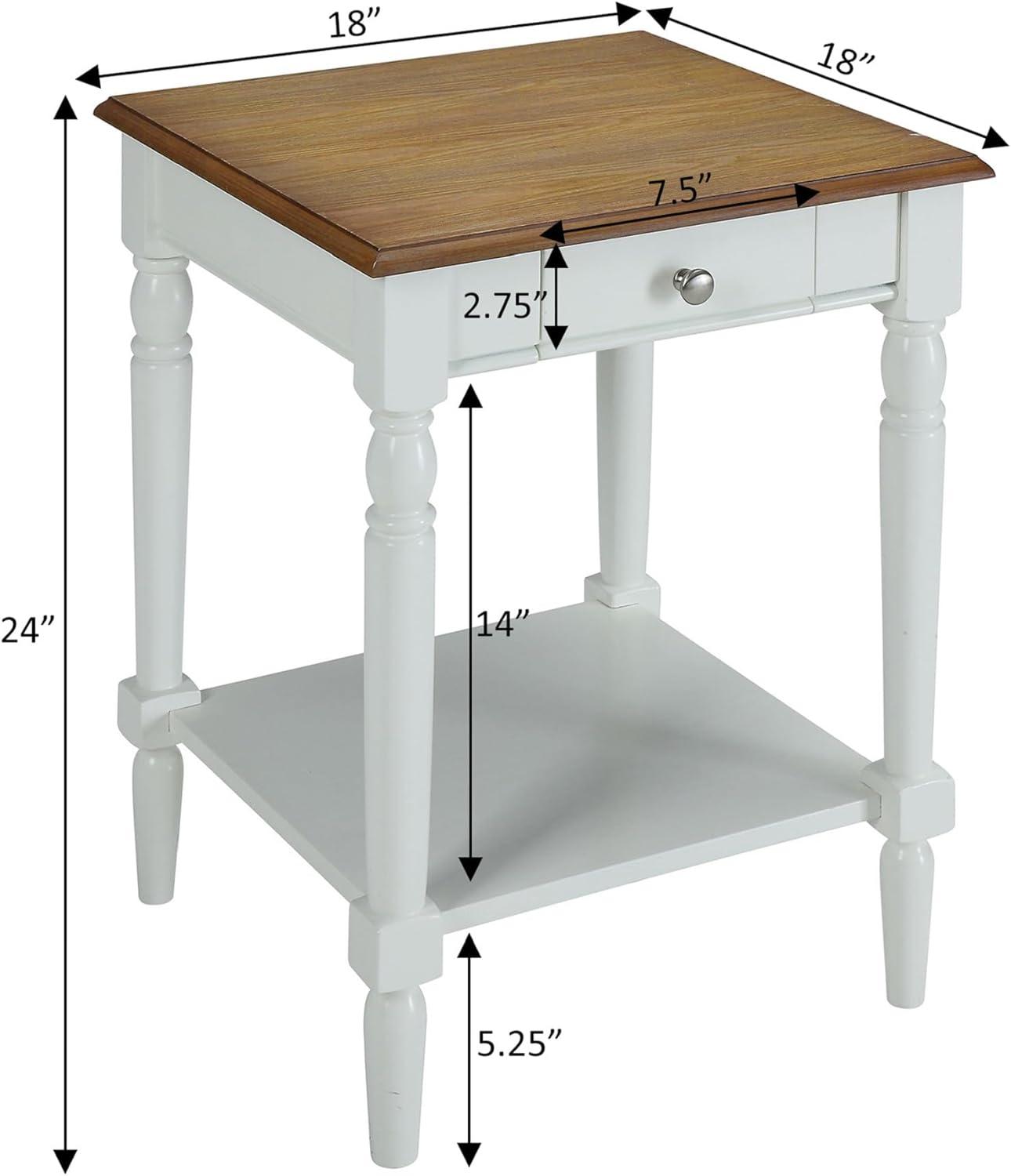 Convenience Concepts French Country One Drawer End Table with Shelf , Driftwood/White