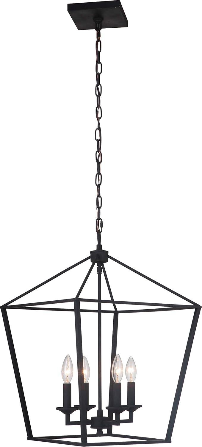 Flynt 4-Light Black and Polished Nickel Cage Pendant