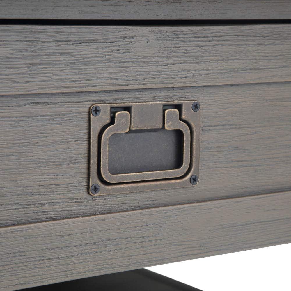 Simpli Home Monroe 38"W Solid Acacia Rustic Square Coffee Table with Large Drawer and Open Shelf