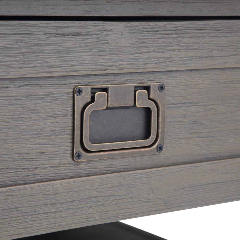 Simpli Home Monroe 38"W Solid Acacia Rustic Square Coffee Table with Large Drawer and Open Shelf