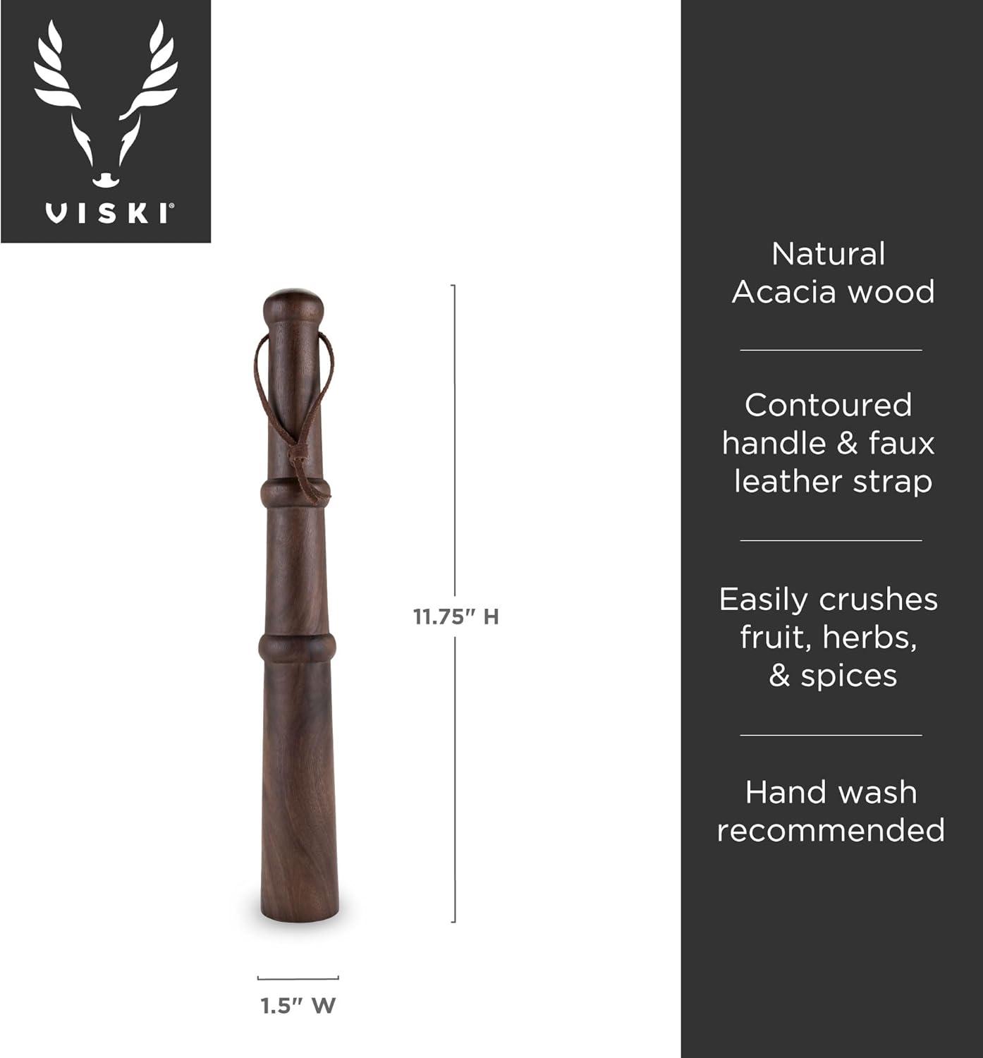 Viski Professional 12" Acacia Wood Muddler