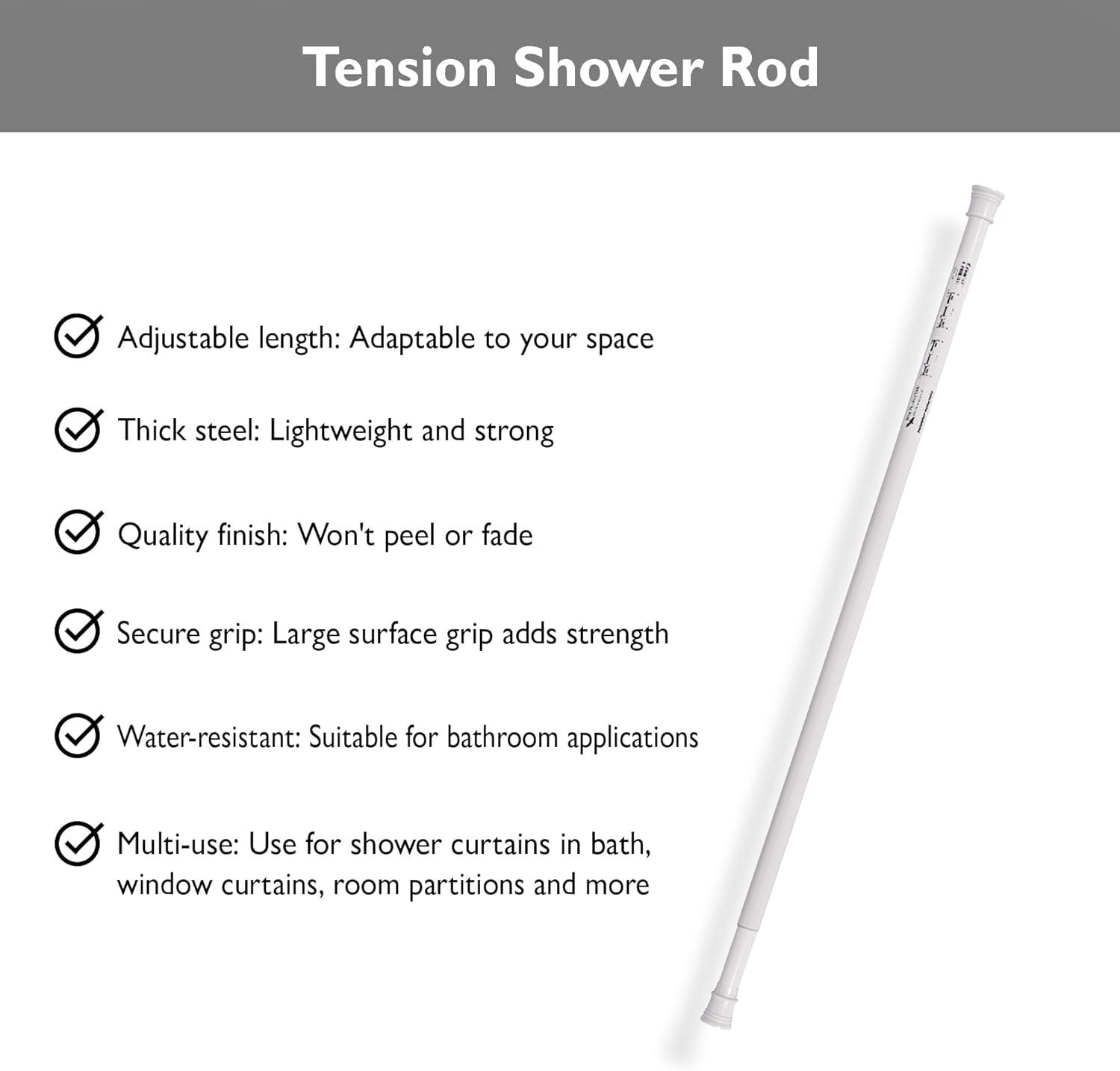 Design House Classic Adjustable Straight Tension Shower Curtain Rod for Bathroom