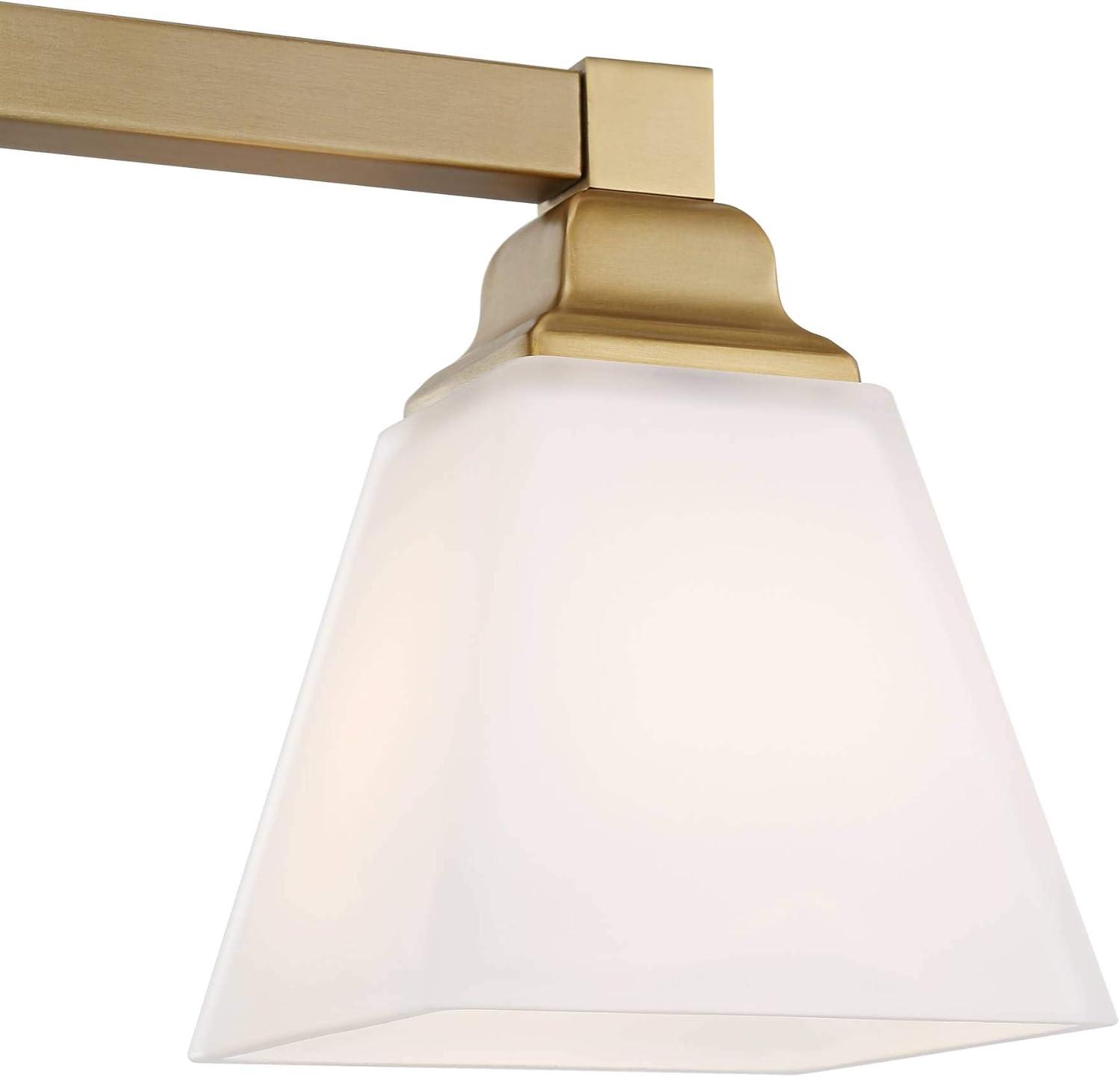 Warm Brass 3-Light Vanity Fixture with Milk Glass Shades