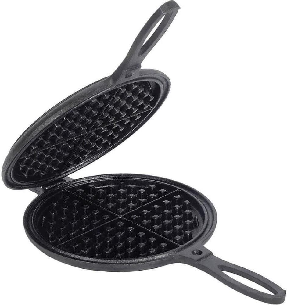 Cast Iron Stovetop Waffle Maker with Hinged Design