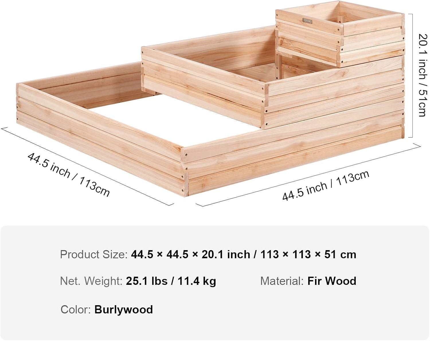 Burlywood Wooden Raised Garden Bed Planter 44.5"x44.5"x20.1"