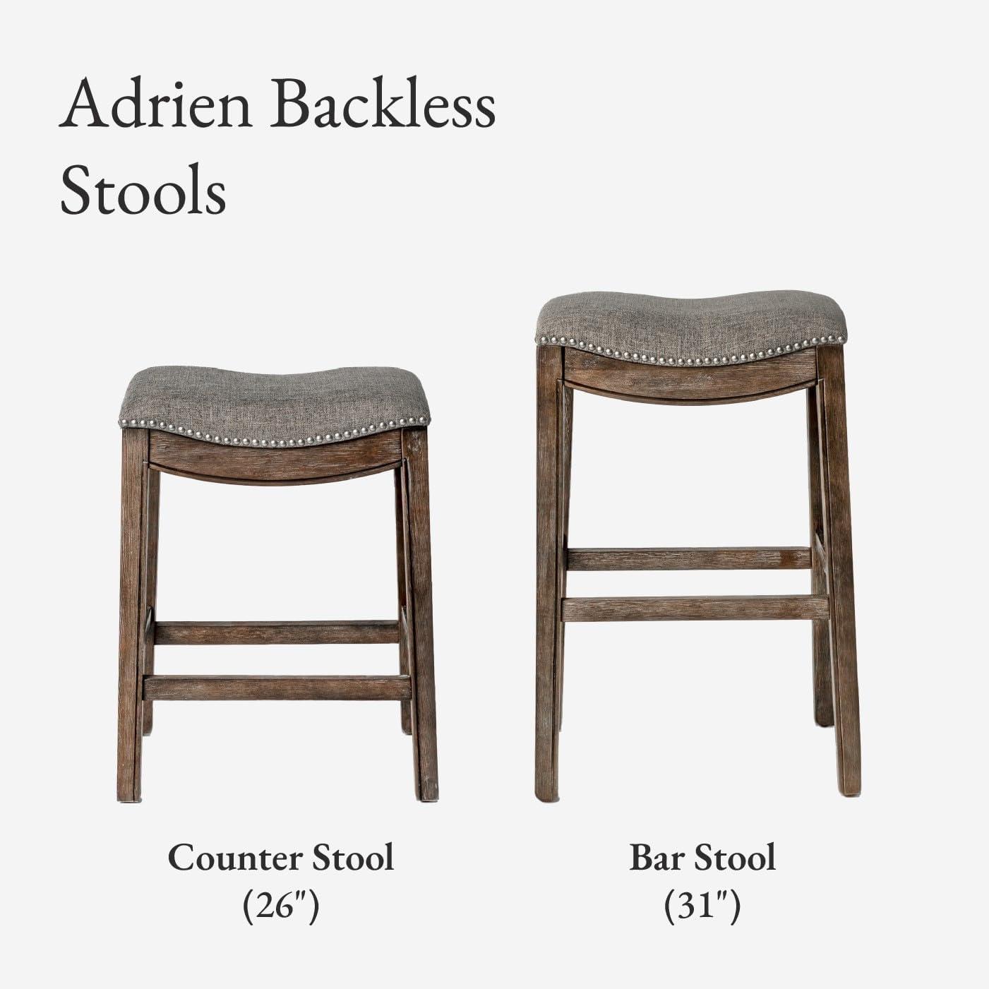 Maven Lane Maven Lane Adrien Backless Saddle Kitchen Stool with Fabric Upholstery