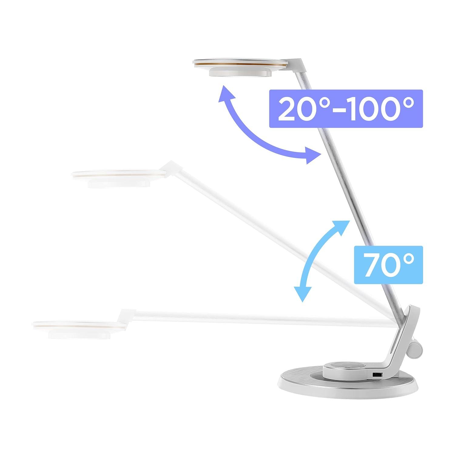 JONATHAN Y JYL7701B Dixon 18.5" Aluminum Contemporary Minimalist Adjustable Dimmable USB Charging LED Task Lamp, Farmhouse, Modern for living room, dinning room, bedroom Bulb Included, Sliver