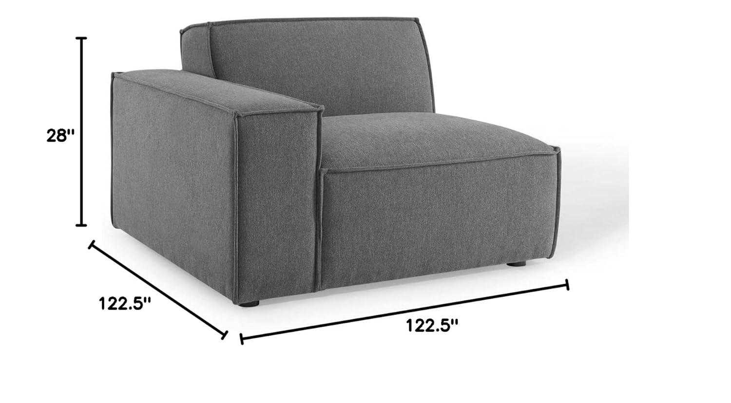 Charcoal Velvet 5-Piece Sectional Sofa with Ottoman