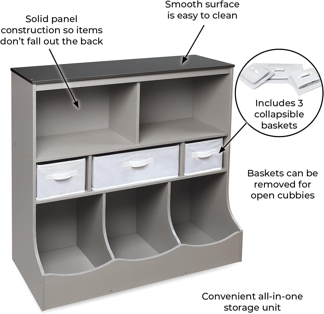 Badger Basket Woodgrain Combo Bin Storage Unit with Three Baskets