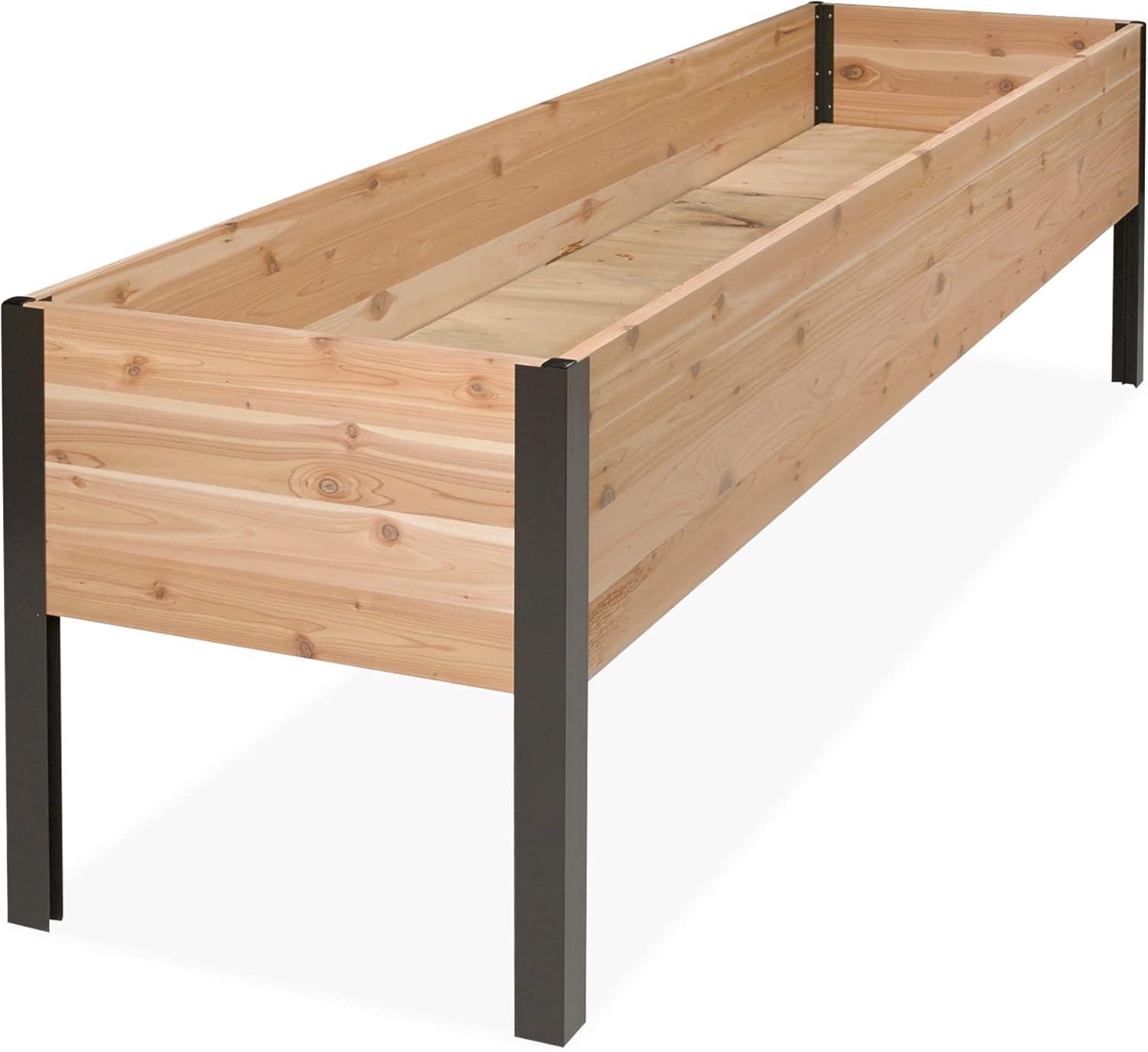 Gardener's Supply Company Elevated Cedar Raised Garden Bed | 2' x 8' Heavy Duty Standing Planter Box with Aluminum Corners for Outdoor Plants Vegetables Flowers | Perfect for Patio & Backyard