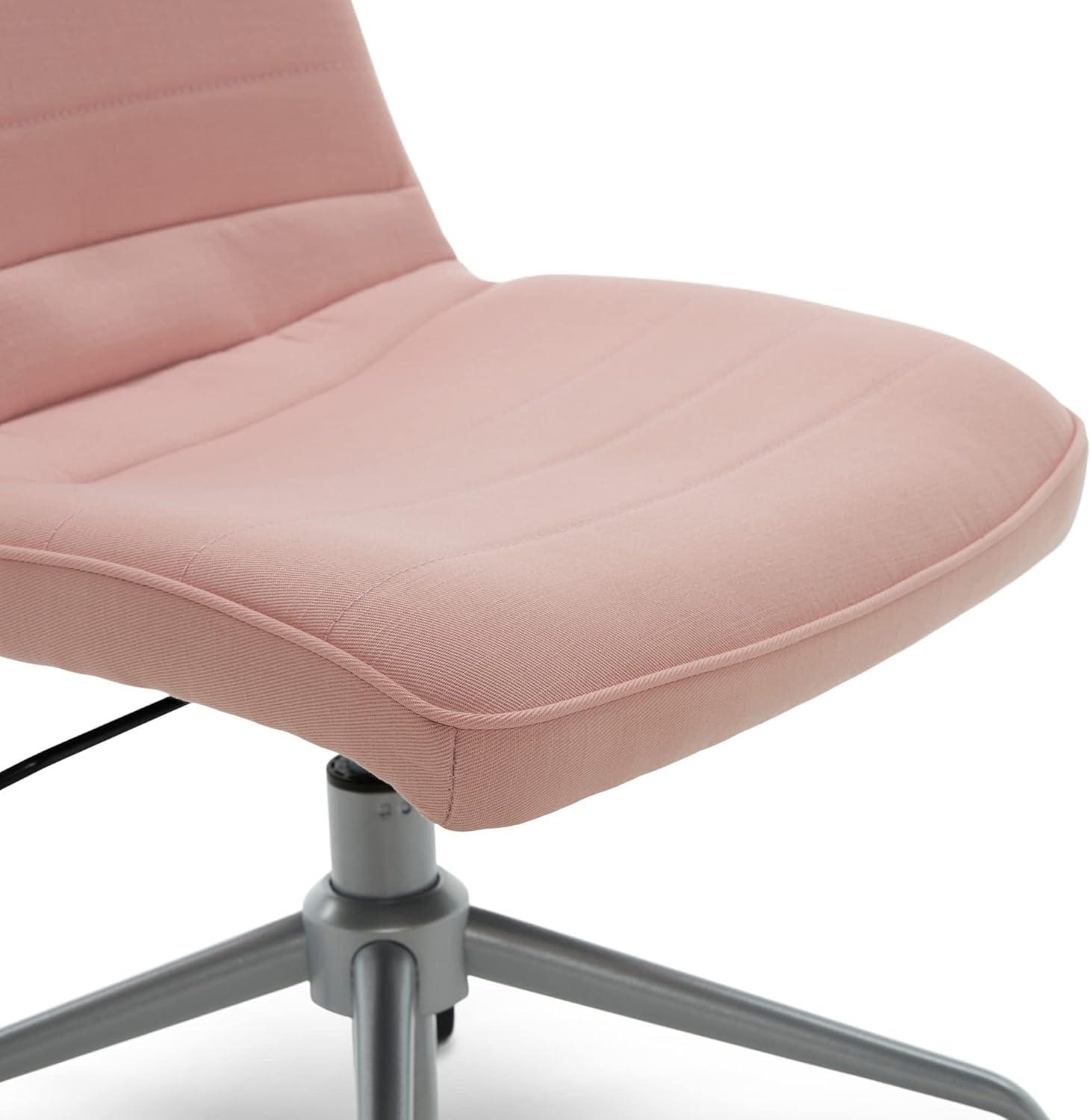 French Pink Armless Task Chair with Chrome-Finished Base