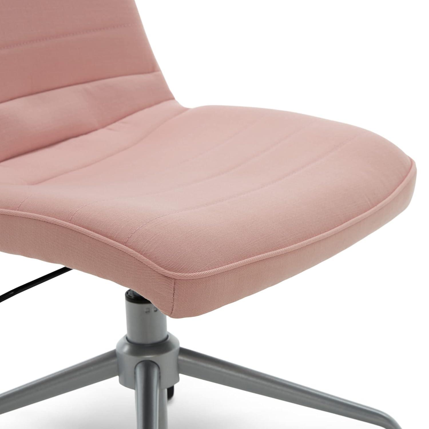 Adore Decor Adelaide Task Chair French Pink: Chrome-Plated, Adjustable Height, Swivel, Metal Base