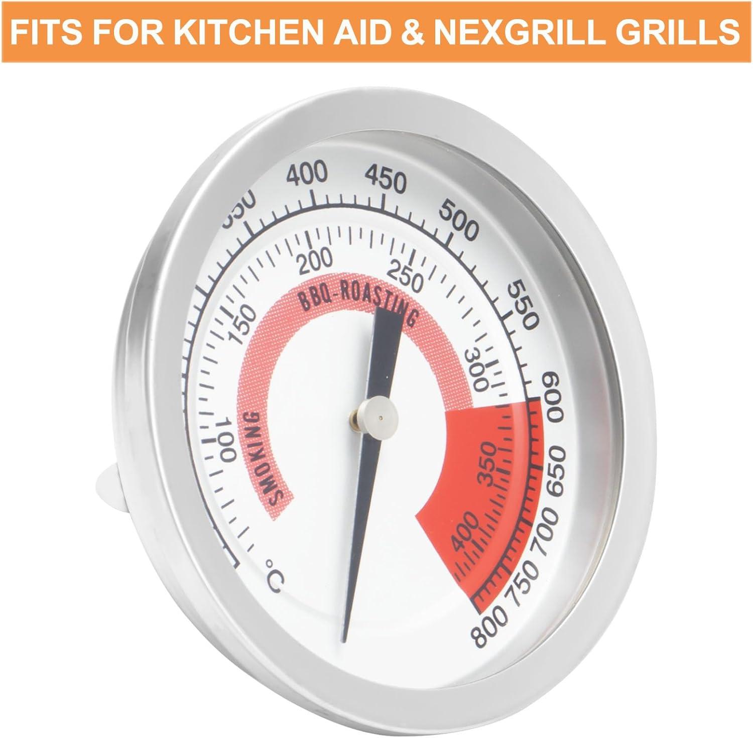 BBQ Grill Thermometer Heat Indicator Replacement Parts for Kitchenaid 720-0787D, 720-0819, 720-0745, 720-0733A, 720-0745B, 720-0826 - Compatible Barbeque Temperature Gauge Thermostat