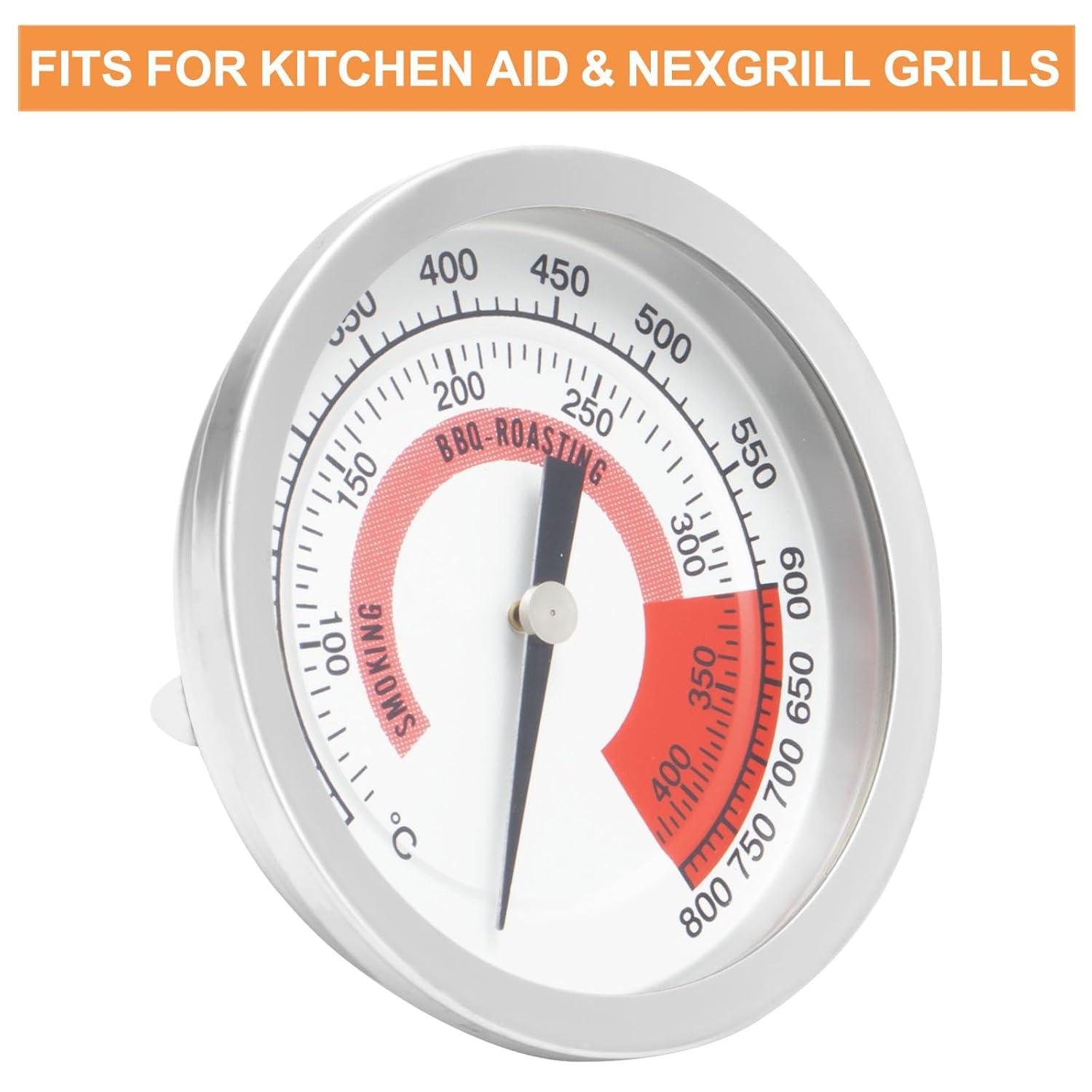 BBQ Grill Thermometer Heat Indicator Replacement Parts for Kitchenaid 720-0787D, 720-0819, 720-0745, 720-0733A, 720-0745B, 720-0826 - Compatible Barbeque Temperature Gauge Thermostat