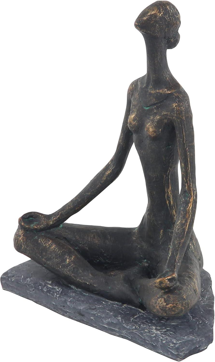 9" x 11" Black Polystone Yoga Sculpture, by DecMode