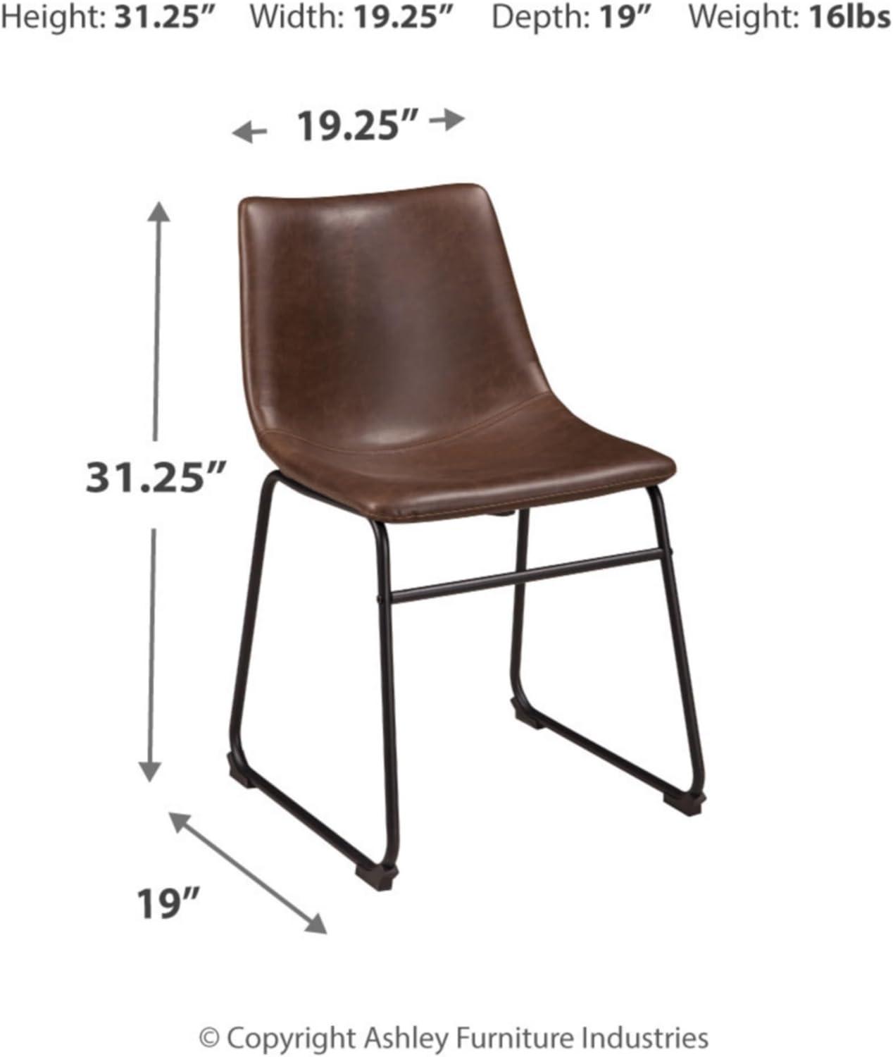 Low Brown Faux Leather Upholstered Metal Side Chair