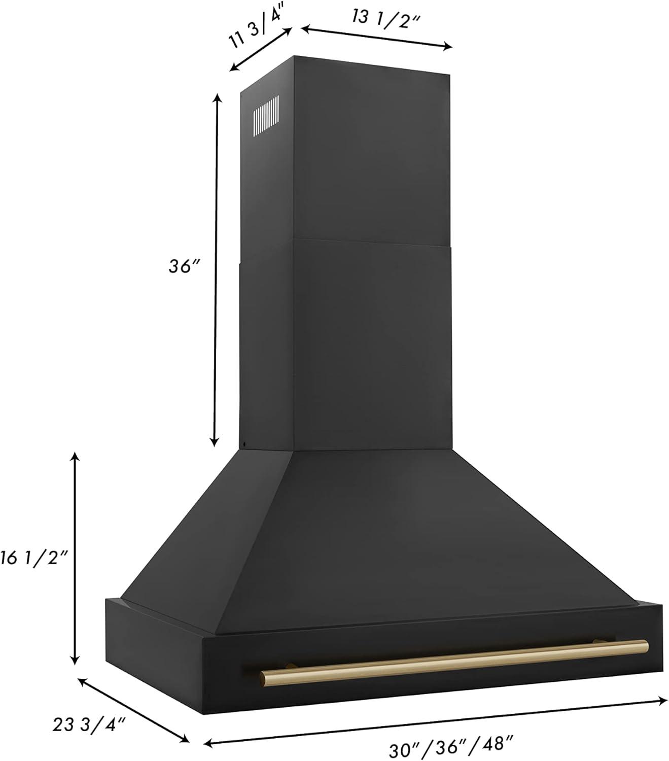 ZLINE ZLINE 36 in. Black Stainless Steel Range Hood W/ Black Stainless Steel Handle (BS655-36-BS) BS655-36-BS