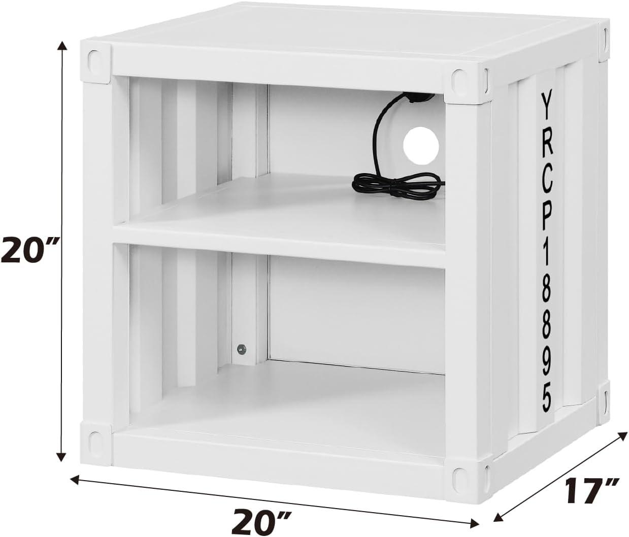 20" Cargo Nightstands White - Acme Furniture: Metal, Open Shelf, Kids' Room, No Assembly Required