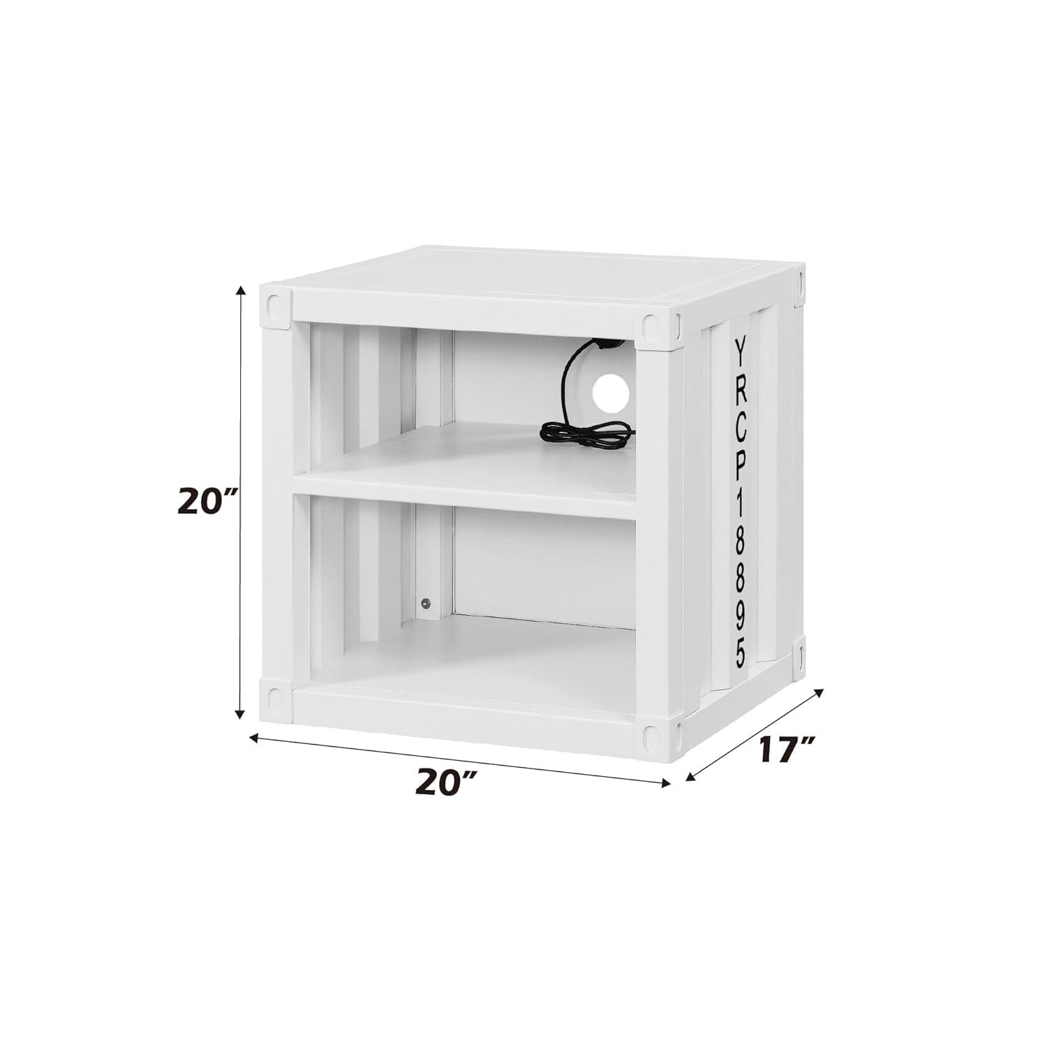 20" Cargo Nightstands White - Acme Furniture: Metal, Open Shelf, Kids' Room, No Assembly Required