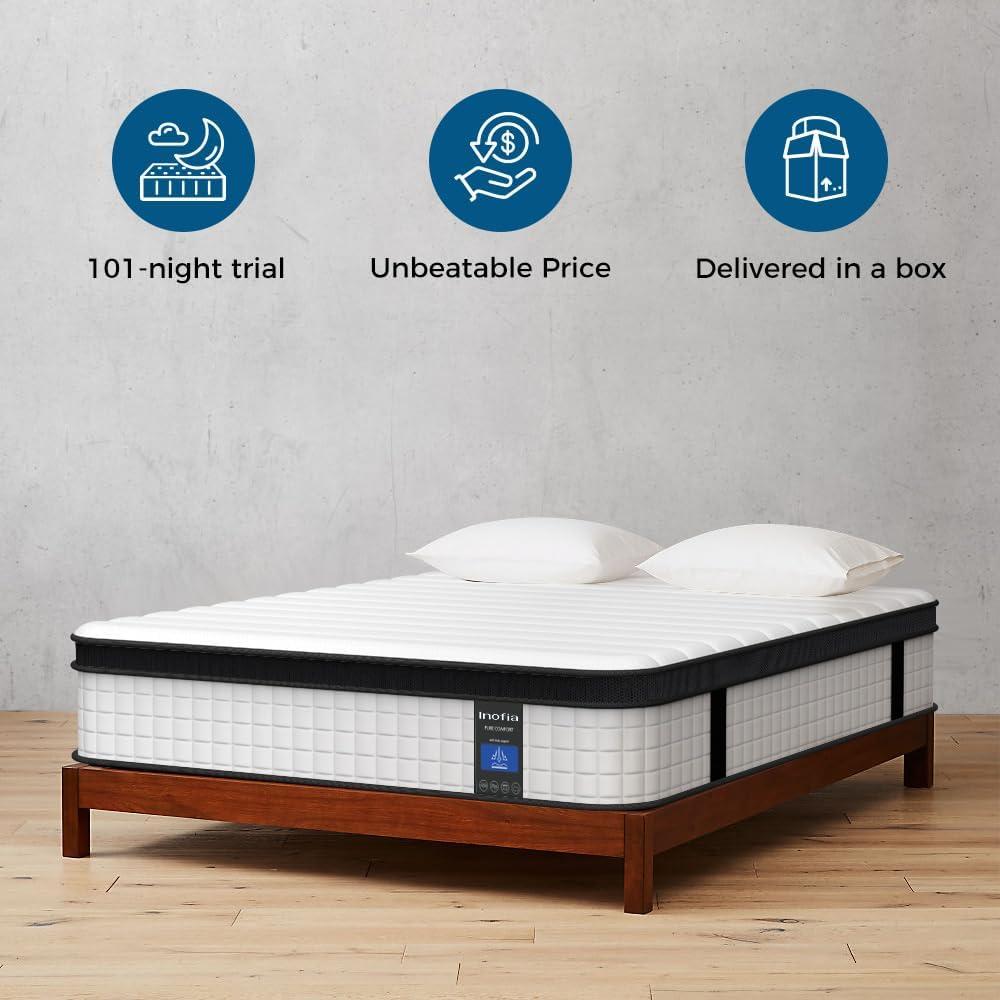 Inofia 12 Inch Full Hybrid Innerspring Mattress with Knitted Cover