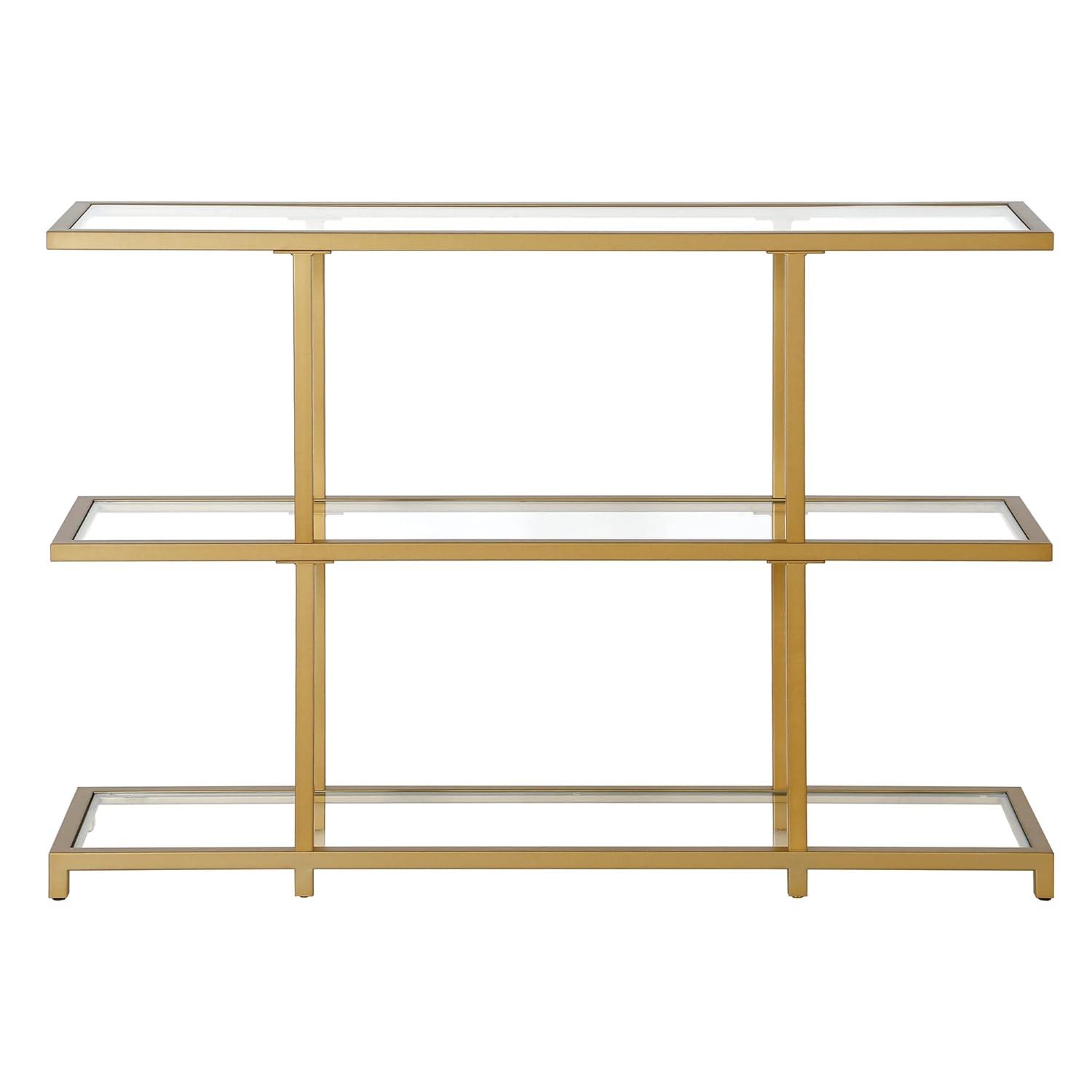 Evelyn&Zoe Greenwich 42" Wide Rectangular Console Table, Brass